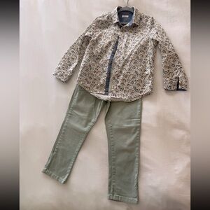 Next Floral Shirt and Sage Green Pants Set